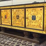Important buffet / enfilade Art Deco period in polychrome engraved glass.