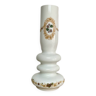 White opaline glass vase