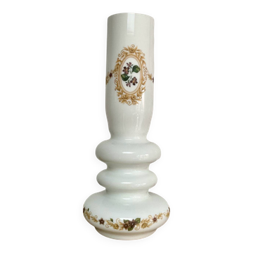White opaline glass vase