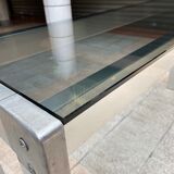 Console en inox et verre fumé - 1970