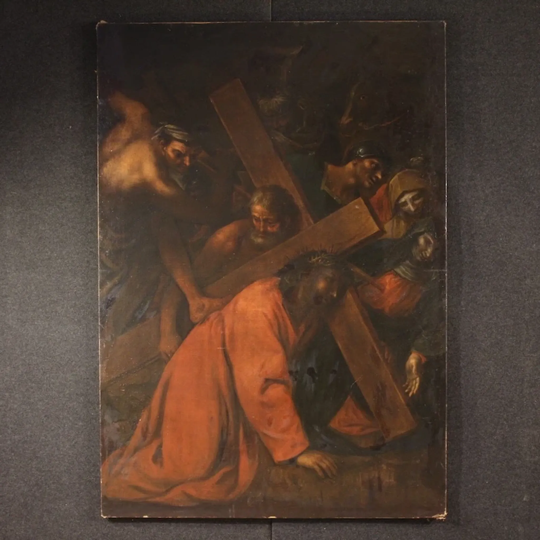 Antique Italian painting The Way of the Cross
