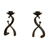 Pair of wrought iron candlesticks by Charles Piguet 1940s