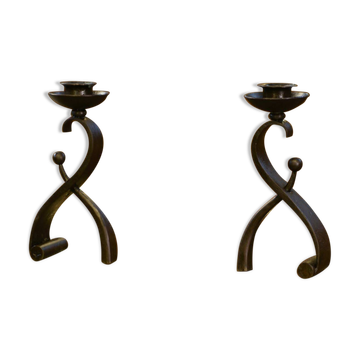 Pair of wrought iron candlesticks by Charles Piguet 1940s