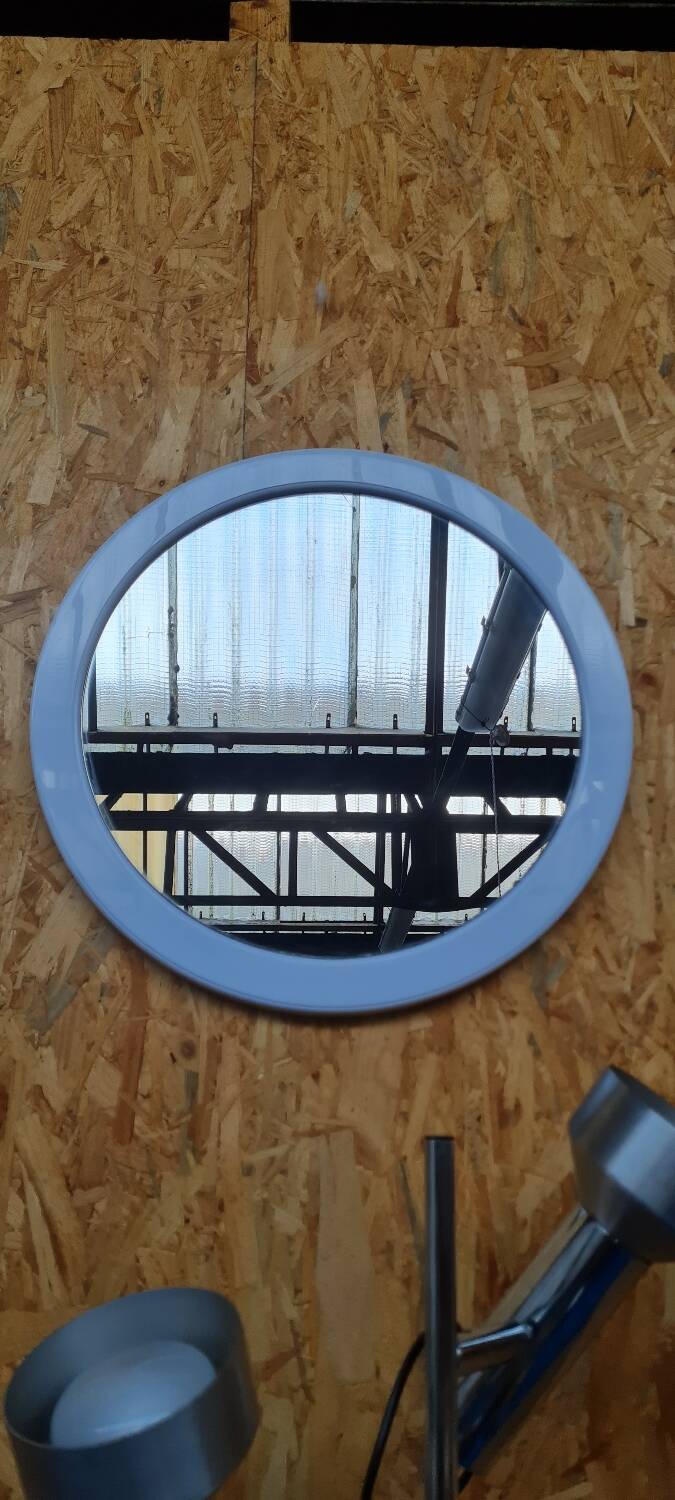 Round white plastic mirror, 1970s