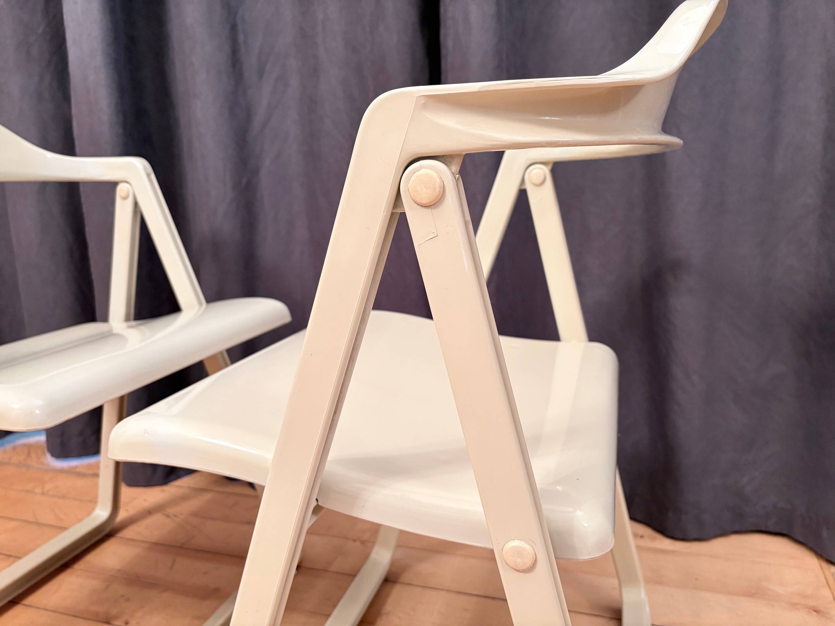 Pair of Borbona Folding Chairs by Carlo Hauner, Fiarm, Italy, 1970s