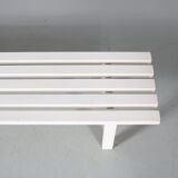 1970s White metal slat bench from the Netherlands
