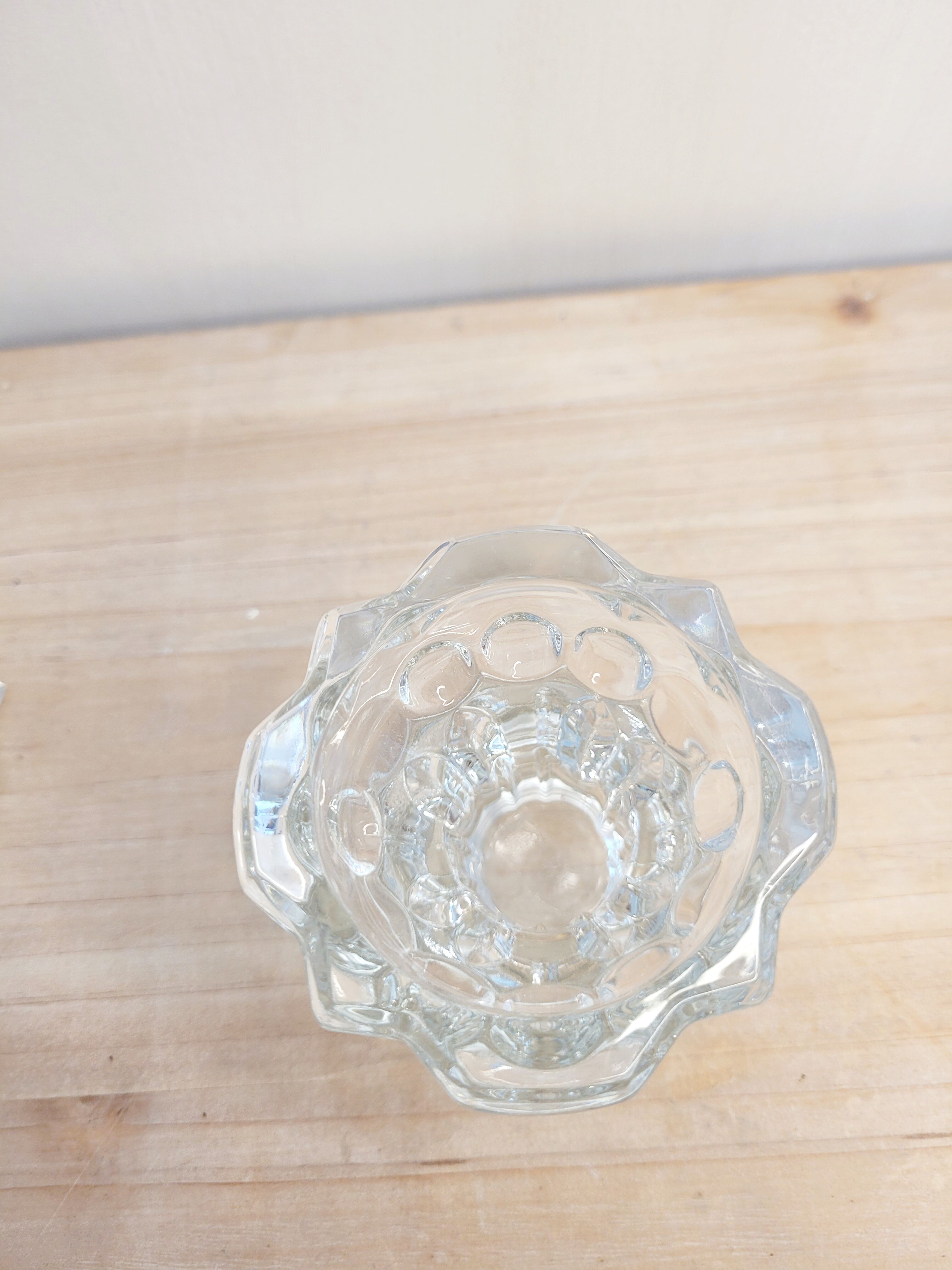 Pair of glass candle holders