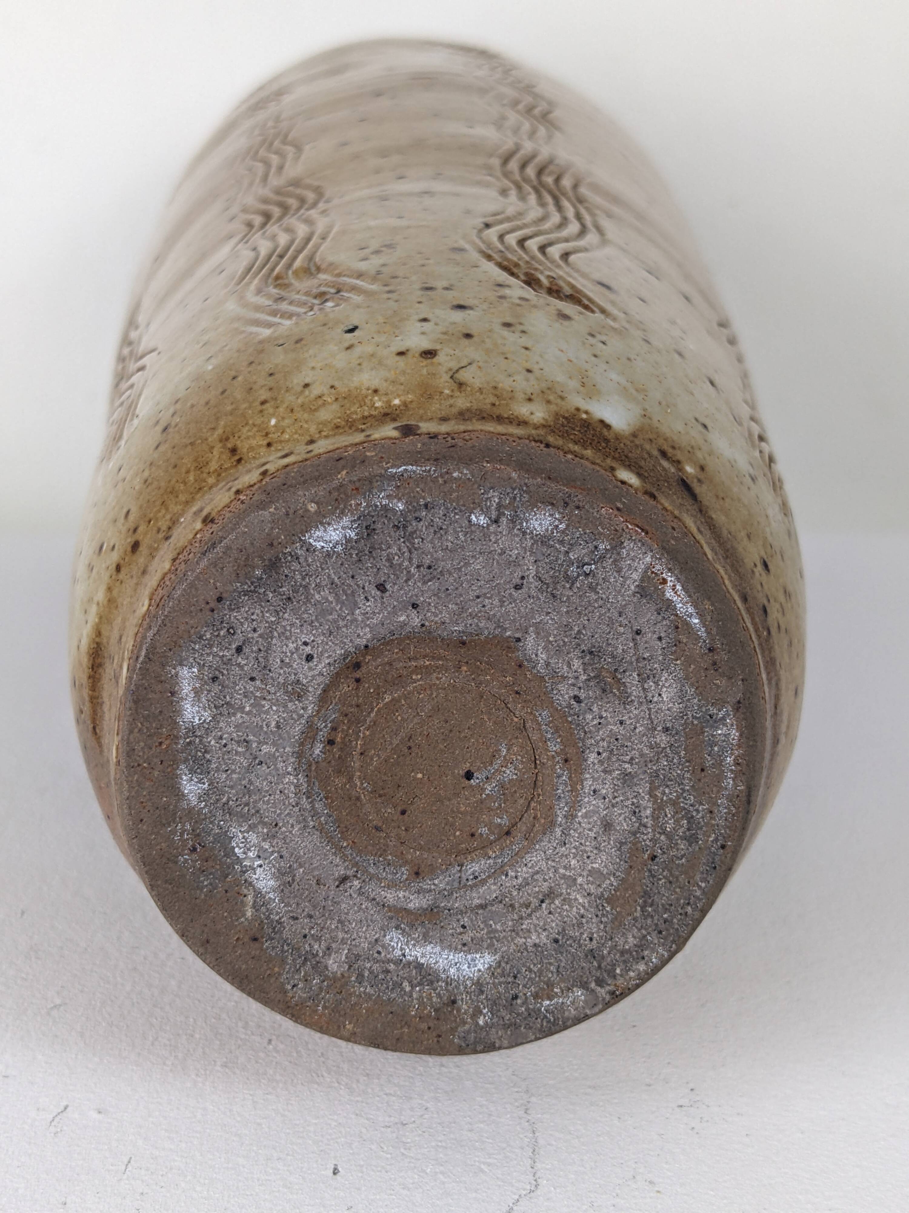 Pyrite stoneware vase with scarified wave decoration - 1970s