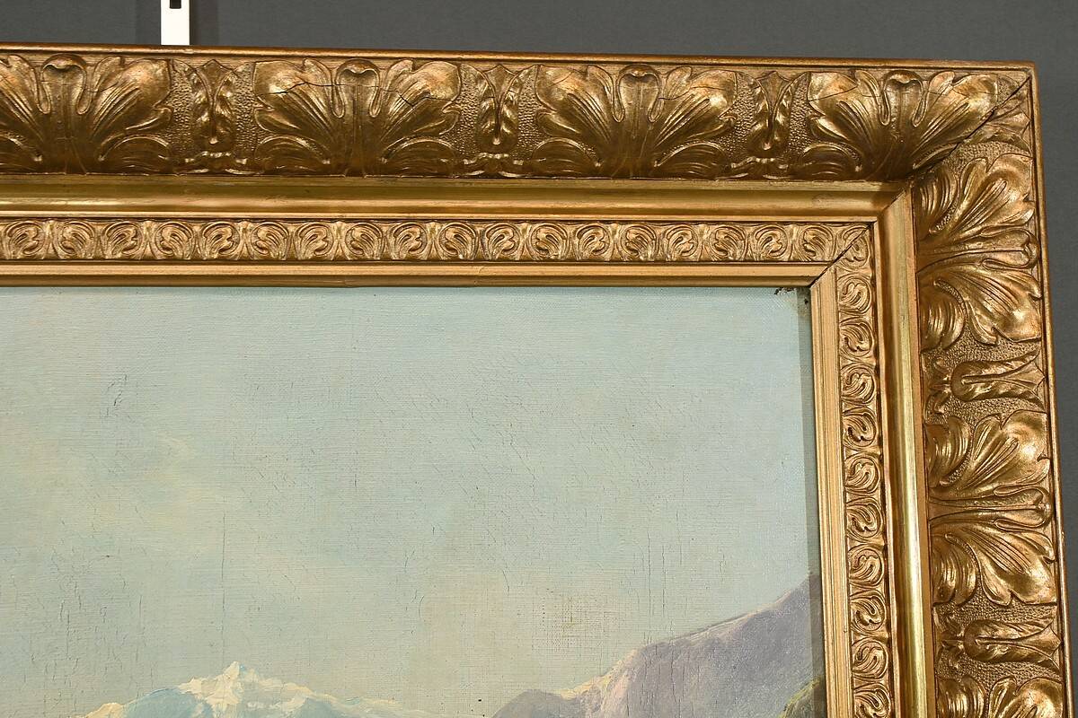 Oil on canvas "Mountain Landscape", signed C. Lion – Late 19th century