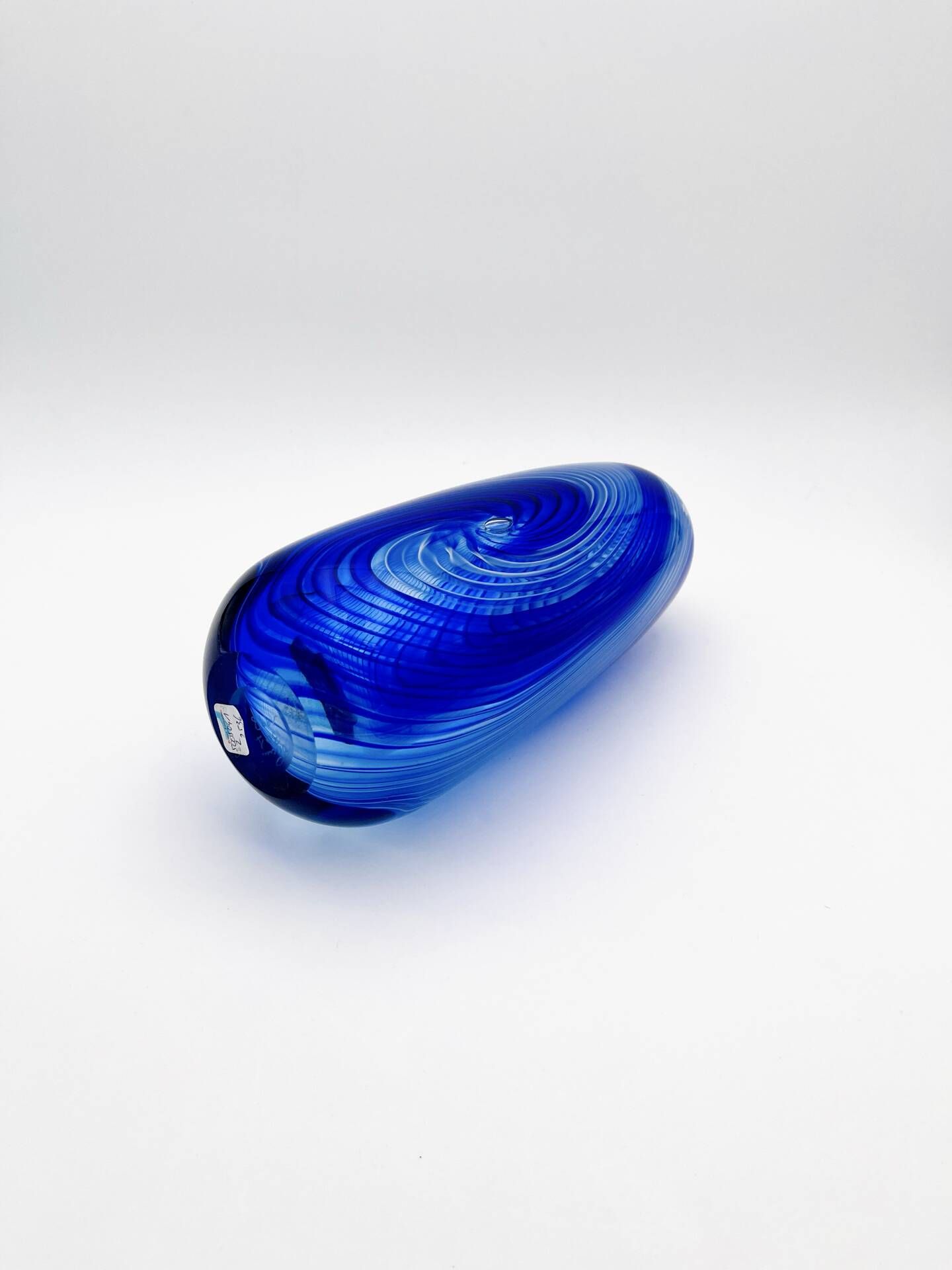 Large Vase R Pierini 1998 Blue White Glass Bubble 31cm 5kg Signed