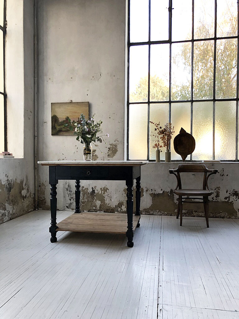 Butcher's table work central island marble