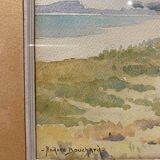 Old painting, landscape, signed Andrée Bouchard, 1950s