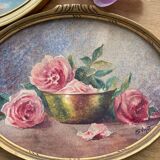 Framed watercolor “Roses” from the 20s/30s