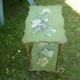 wooden side table painted flowers