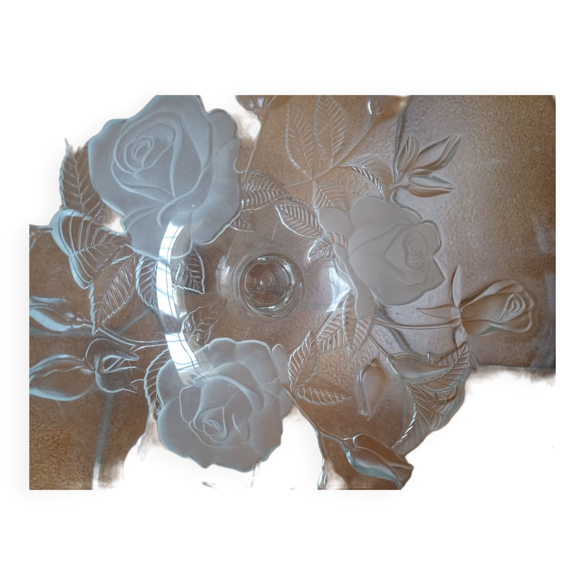 Decorated glass fruit bowl