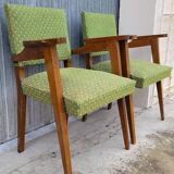 Paire de fauteuils bridge vintage 1950s pieds compas design