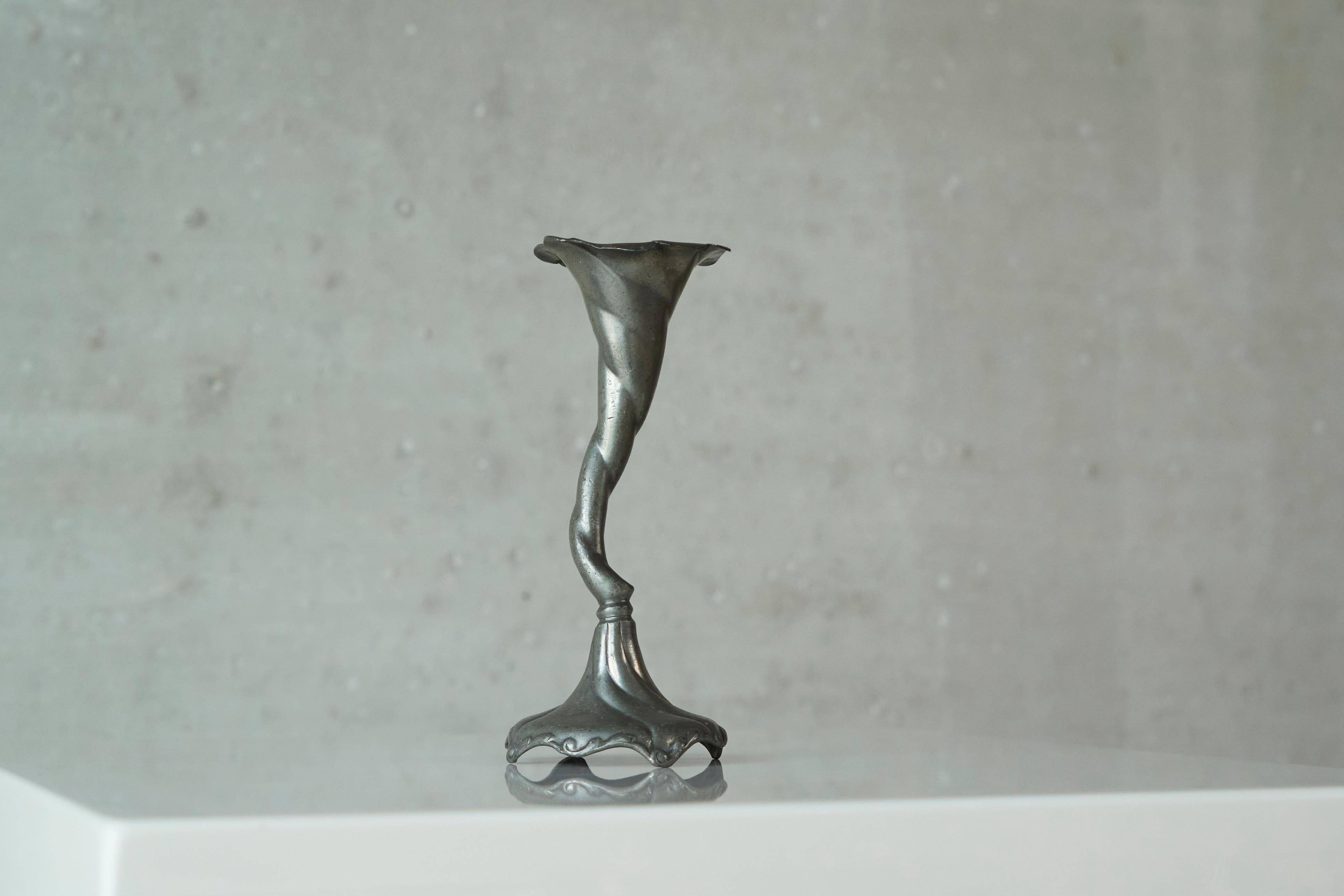 Art Nouveau chandelier sculptural in tin around 1900