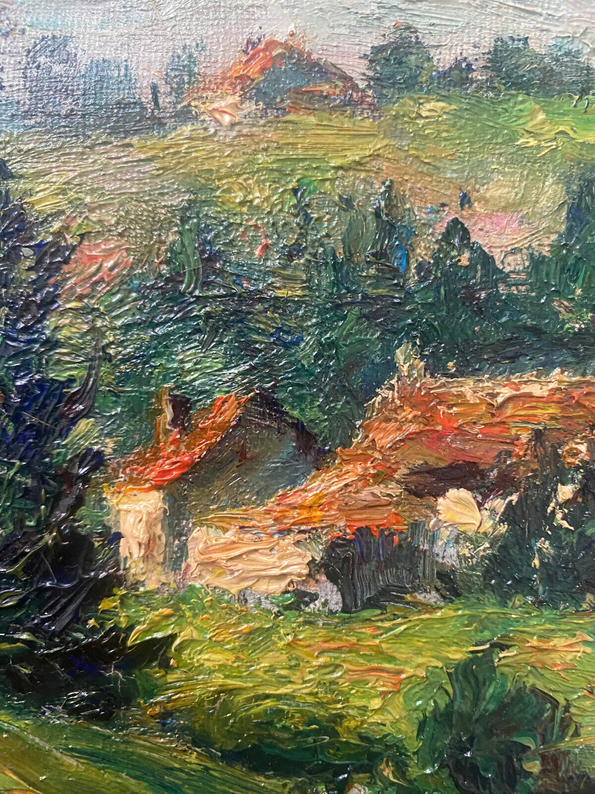HST painting "Hilly landscape of the Jura" by Julien DURIEZ (1900-1993) 1954 + frame