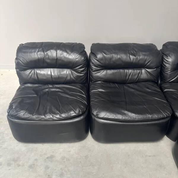 Modular black leather element sofa, 1970s