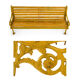 Wooden bench and yellow patina cast iron