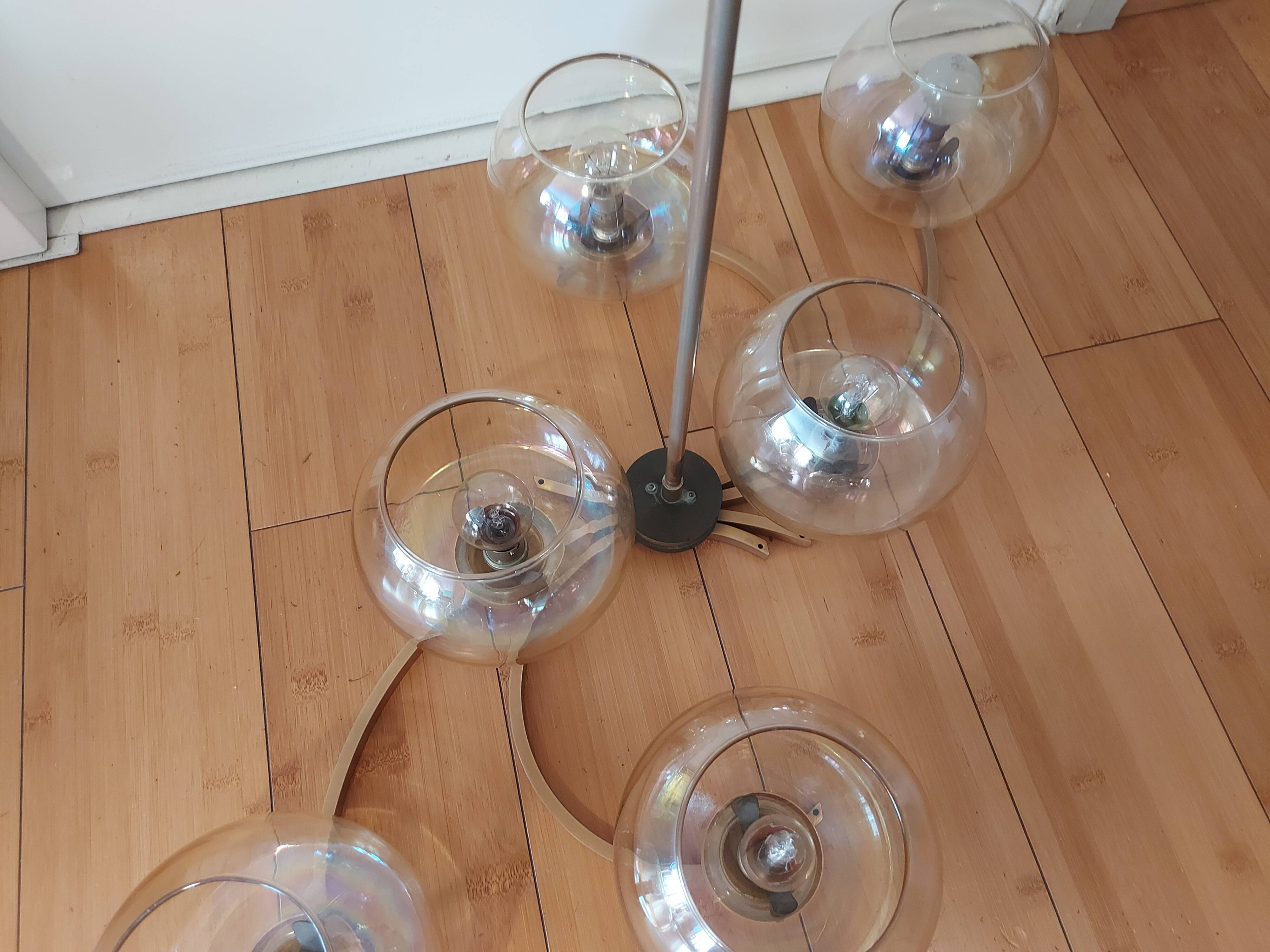 Lustre en laiton doré années 50'S