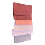 6 large dyed cotton napkins, shades of pink, embroidered and monograms, old, linen