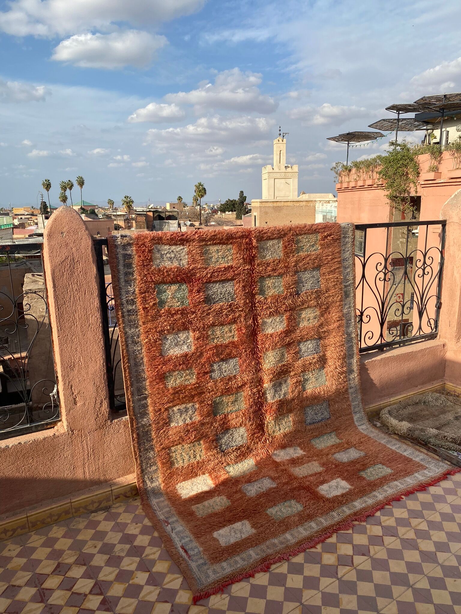 Berber beni ouarain ocher carpet