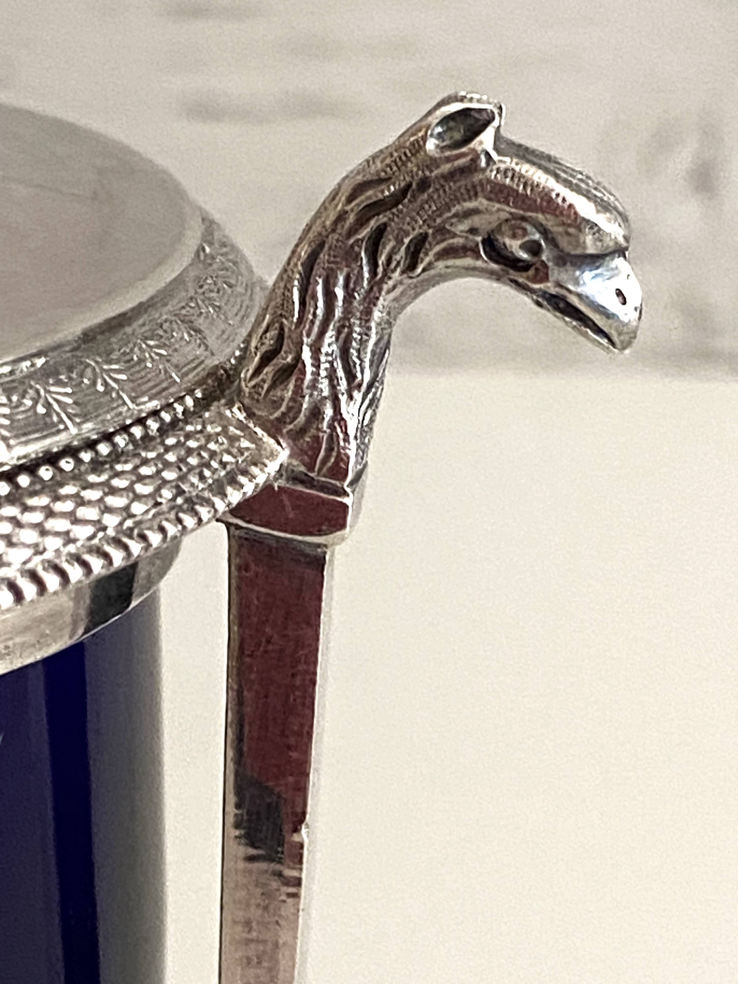 Mustard Pot Solid Silver (950°/°°°) Hallmark 1st Rooster Empire Consulate Period