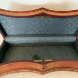 20th century leather jewelry and brass ornamentation box