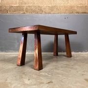 Table d'appoint brutaliste en chêne des années 70, table basse, banc