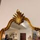 Antique Oval Wall Mirror Gold Leaf Wood Louis XV Style Pediment