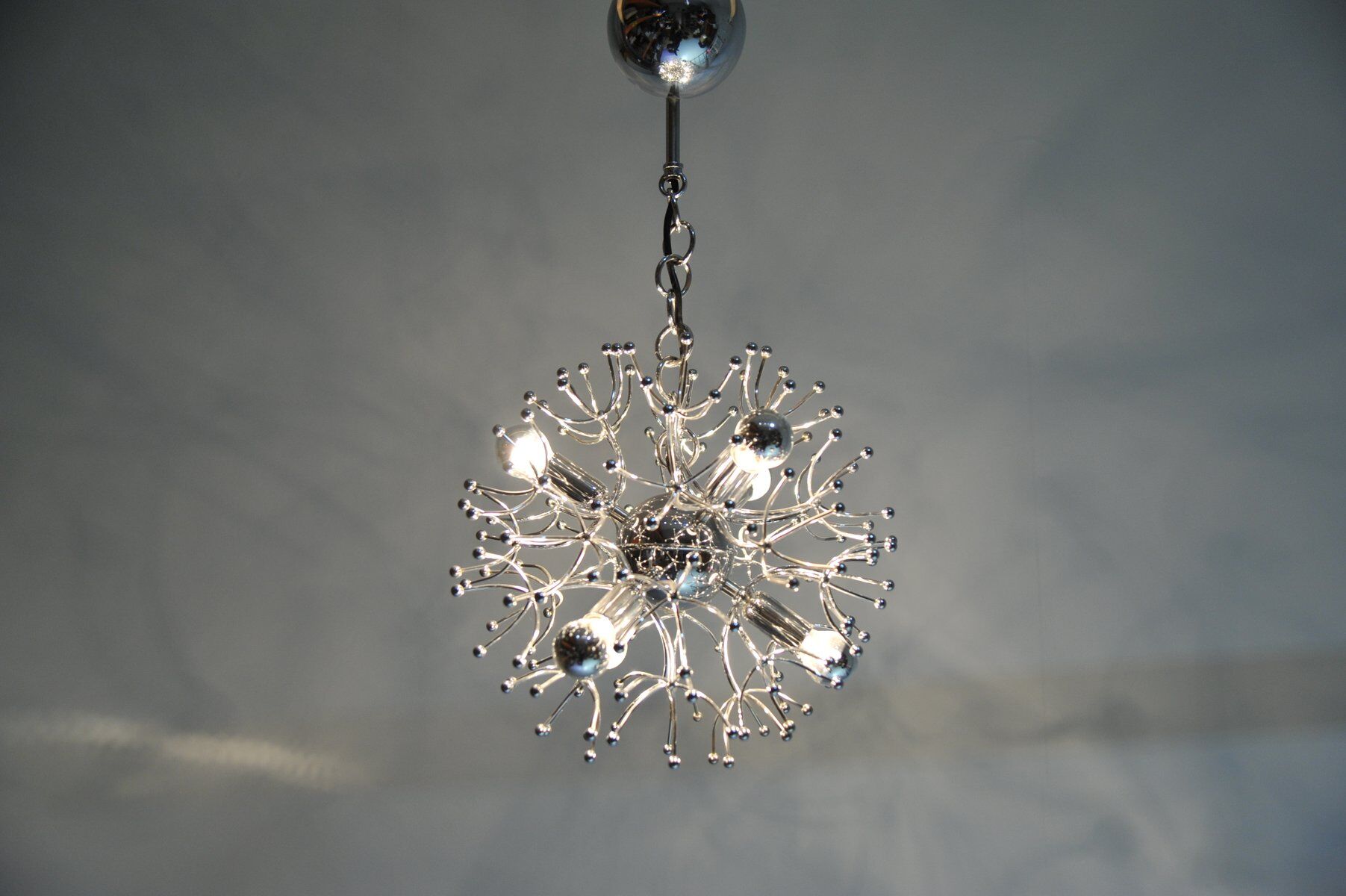 Sputnik ceiling lamp in chrome by Angelo Gaetano Sciolari, 1970s