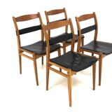 Set of 4 Scandinavian leather chairs "Remus", Yngve Ekström, Swedese, Sweden, 1960