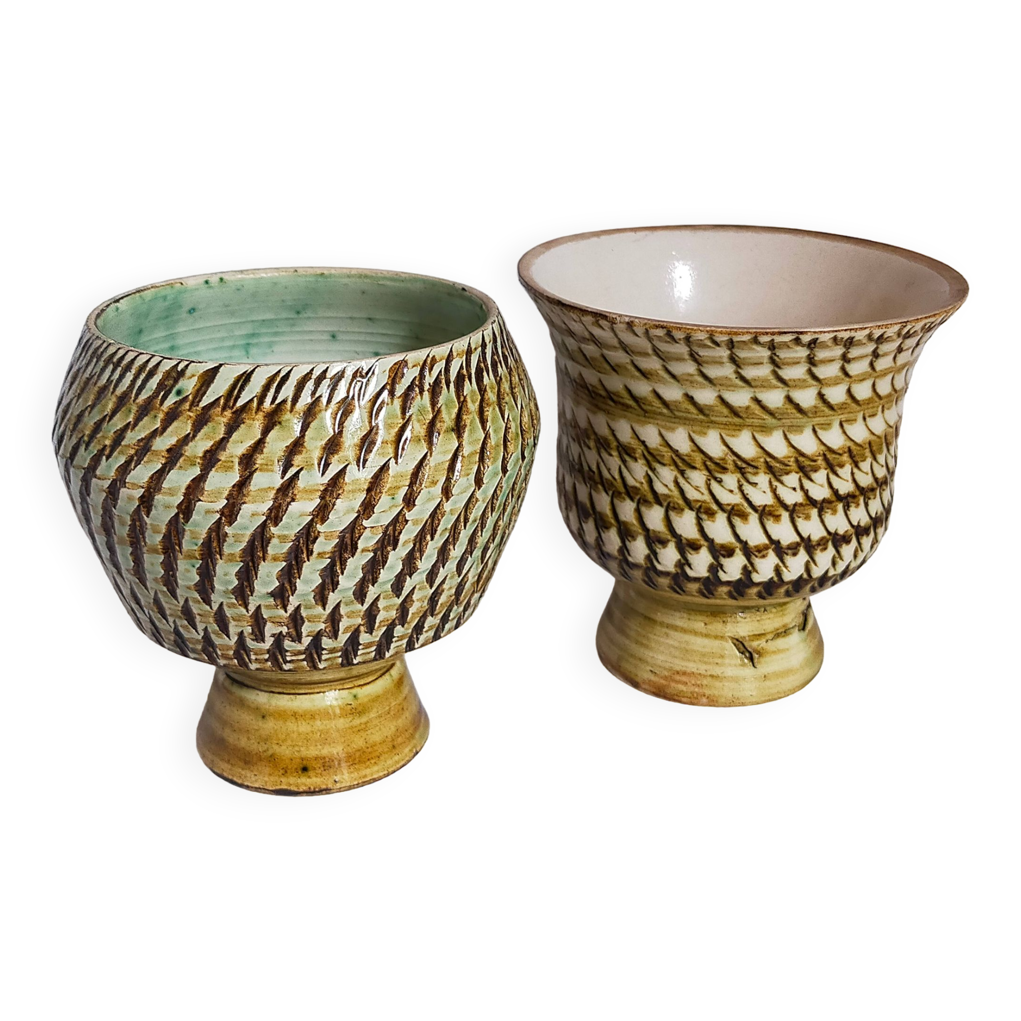 Duo of sacrificed ceramics Pottery by Pieter Groeneveldt 60s