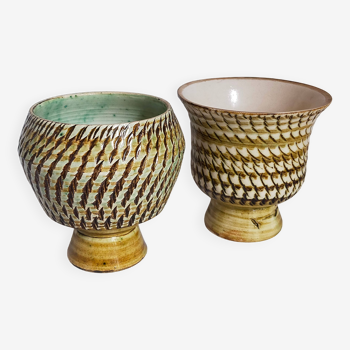 Duo of sacrificed ceramics Pottery by Pieter Groeneveldt 60s