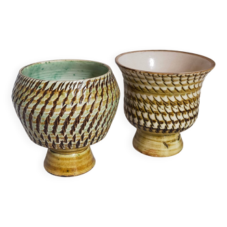 Duo of sacrificed ceramics Pottery by Pieter Groeneveldt 60s