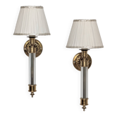 Pair of gilded bronze and plexiglass wall lights