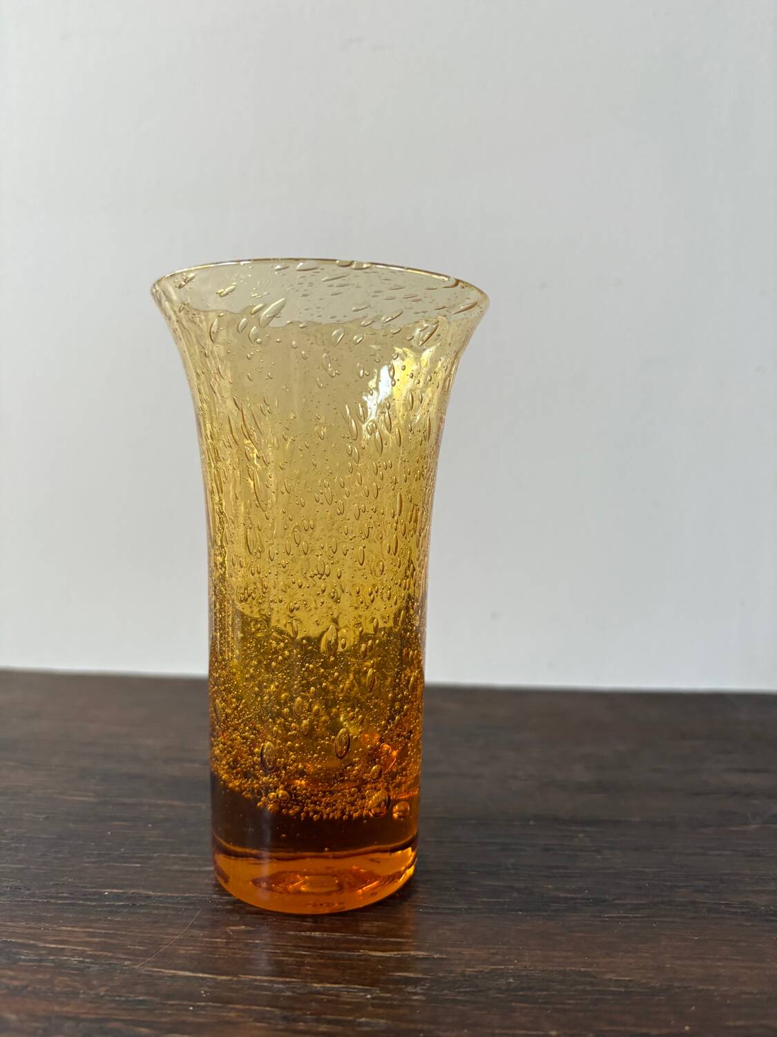 Orange bubble glass vase from the 60s