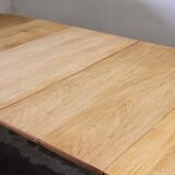 Vintage Danish brutalist oval extendable oak dining table in the style of Henning Kjærnulf, 1960s