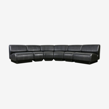 Black snakeskin modular sofa by Don Chadwick for Herman Miller 1970s