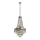Antique chandelier in the shape of a balloon in silver-plated metal and glass, 20th century.