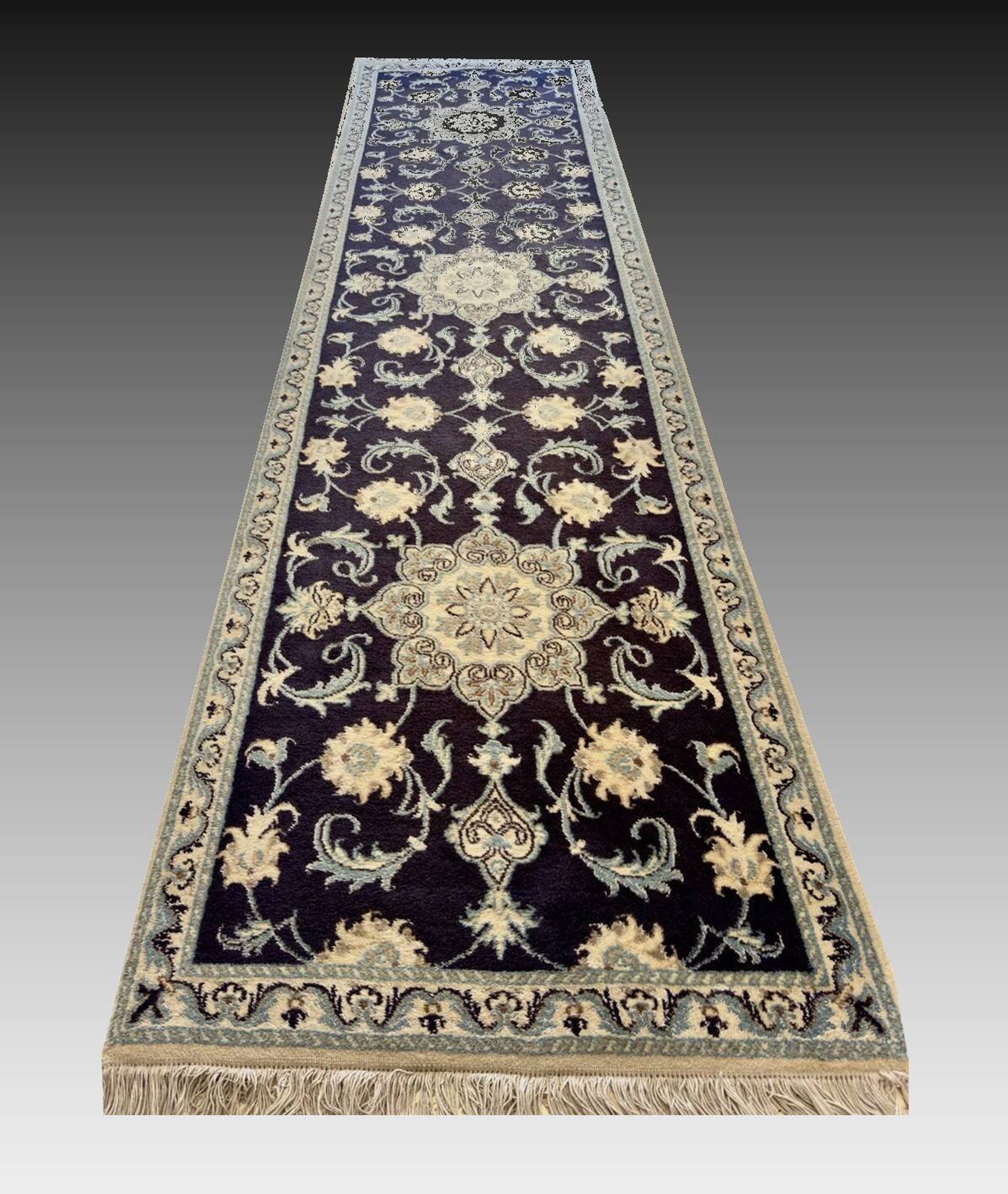 Oriental Rug Iran Nain Wool and Silk: 0.77 X 2.94 Meters