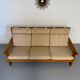 Three-seater canapé in solid oak with Scandinavian design fabric from the 1970s.