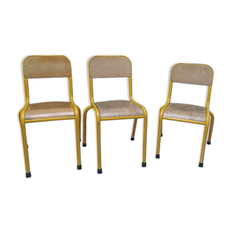 Lot de 3 chaises d'écolier