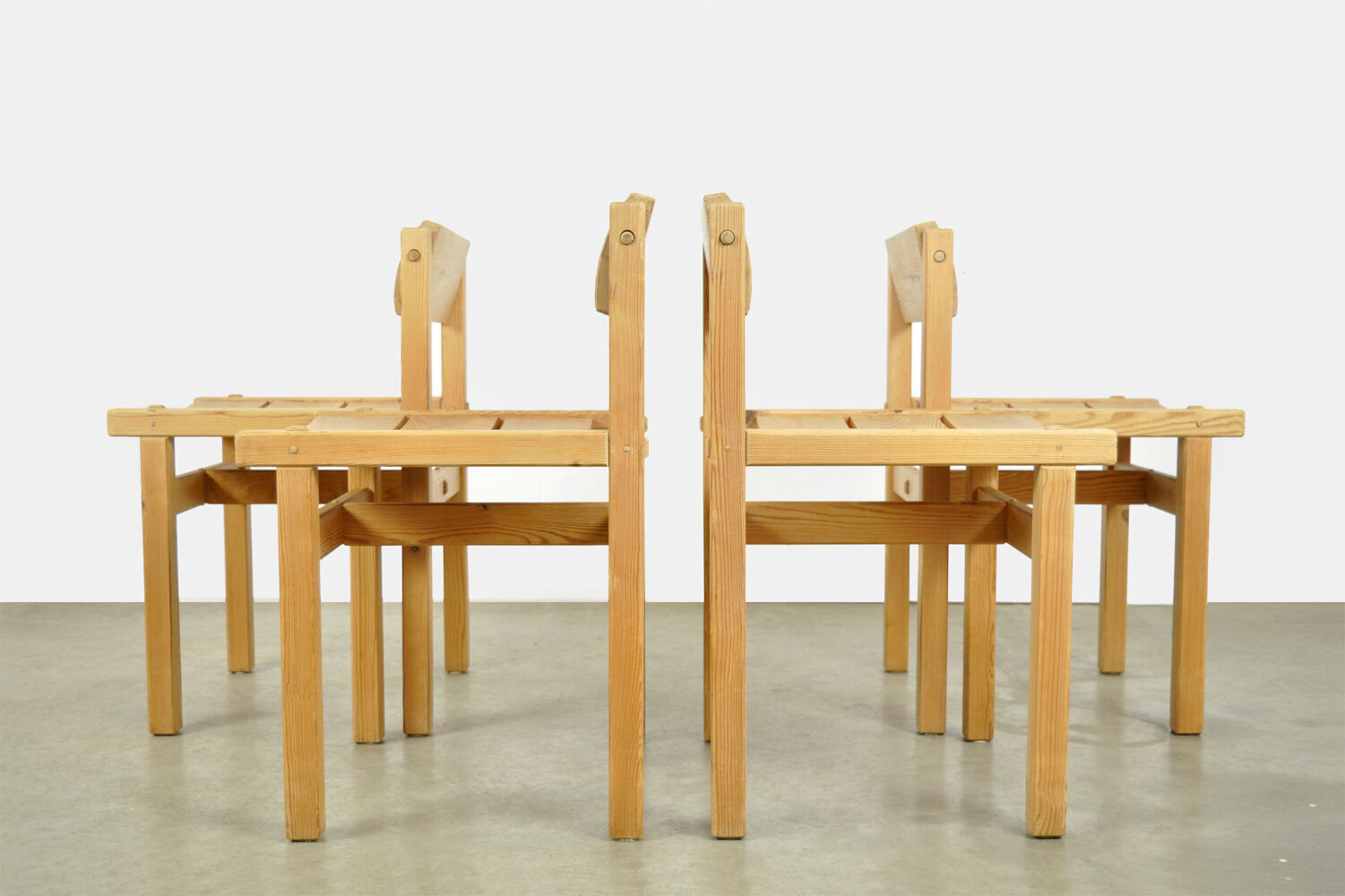 Trybo series pine dining chairs (4) by Edvin Helseth for Stange Bruk, Norway 1960s