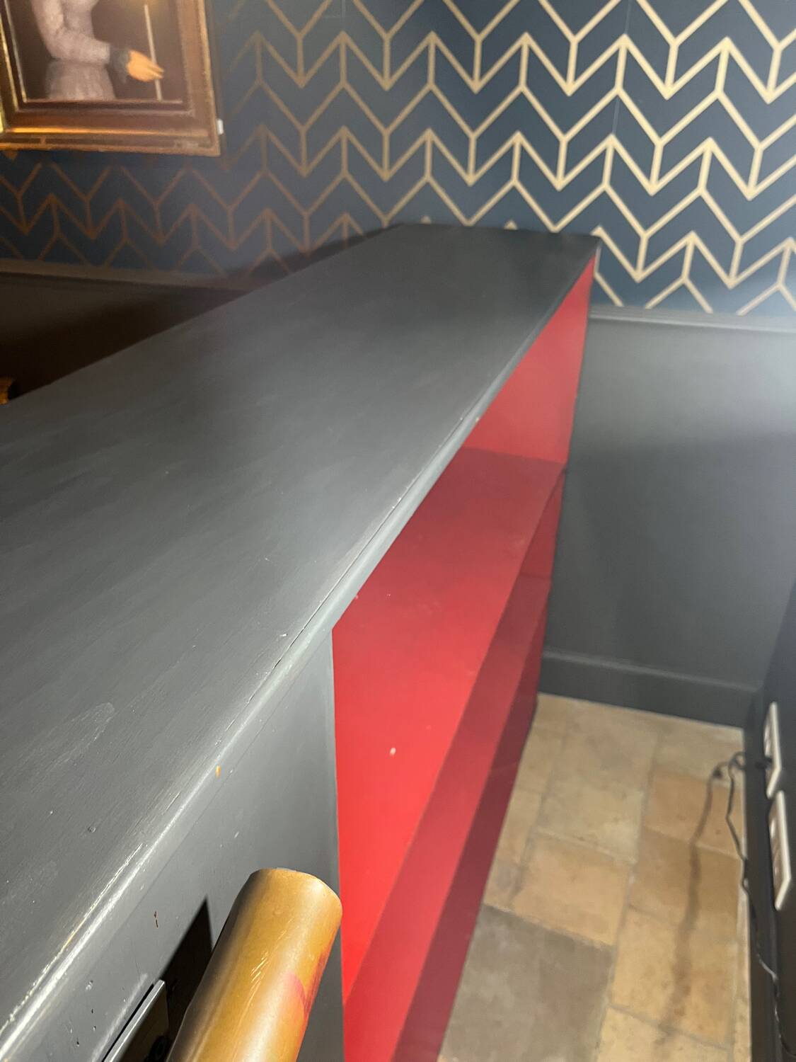 Bar, painted wooden counter