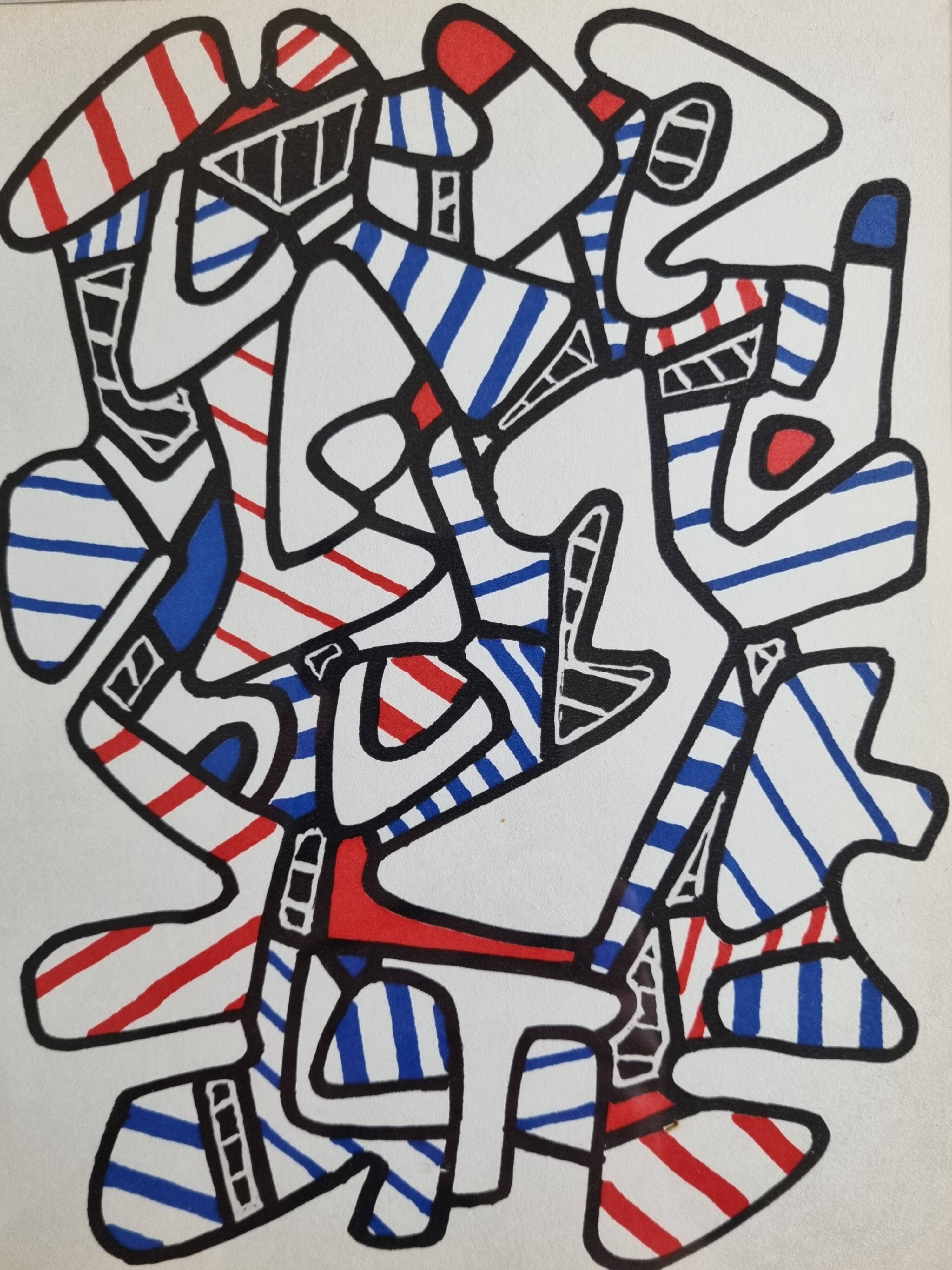 Screenprint after Jean Dubuffet framed under glass 25 cm by 31 cm