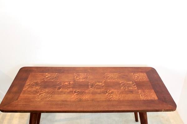 Oak wood coffee table with veneer inlay, 1960