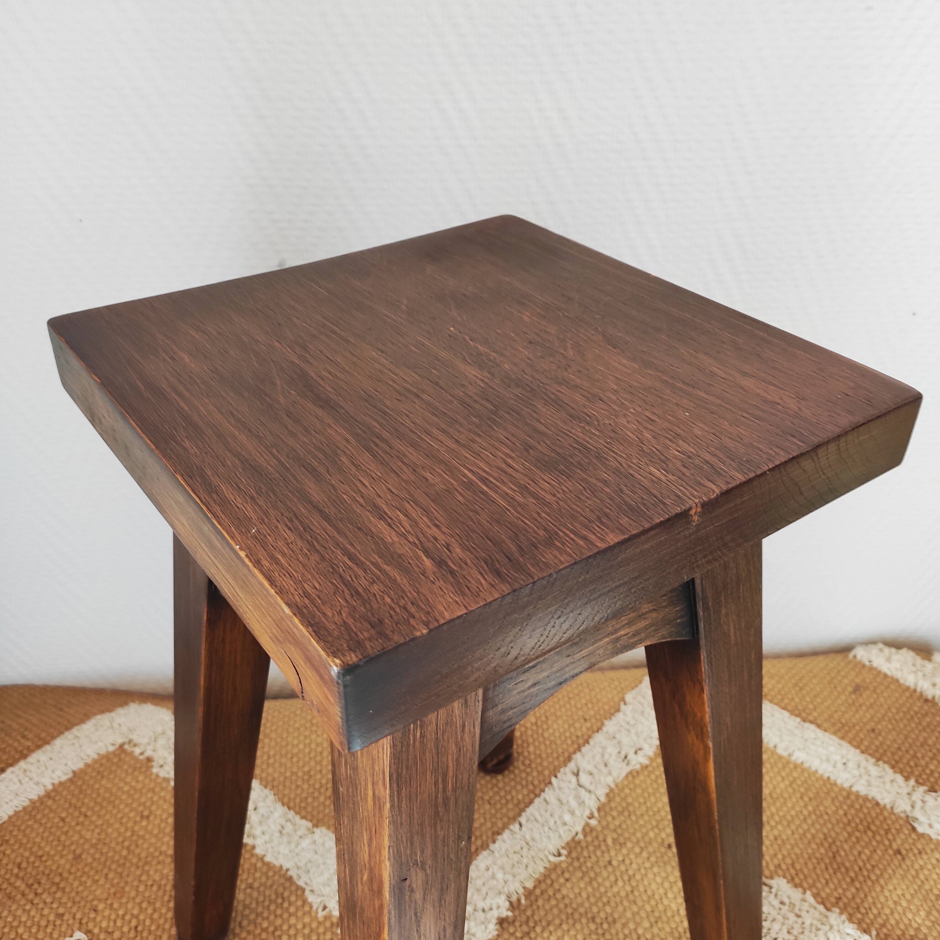 Vintage solid oak stool