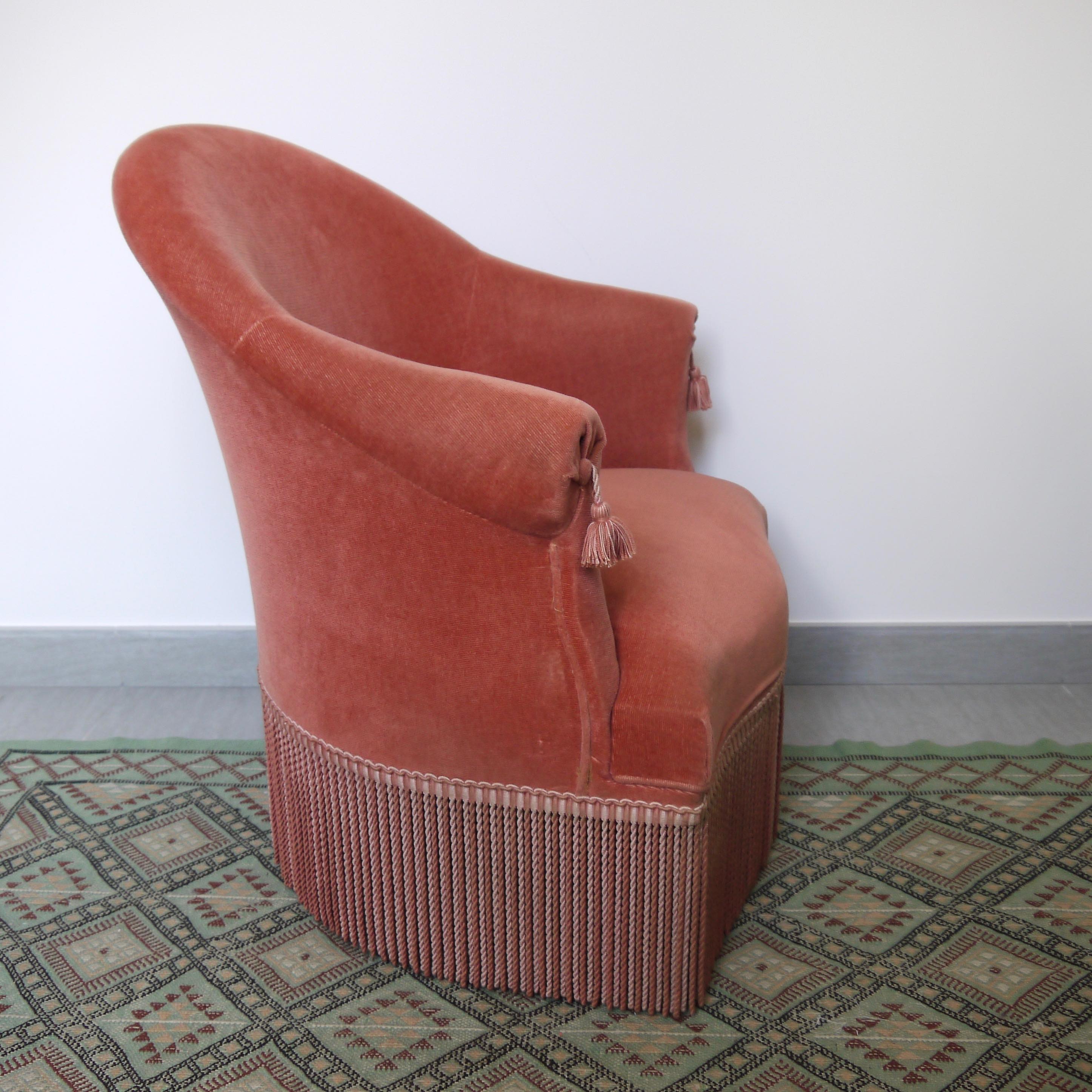 Armchair toad in velvet rose
